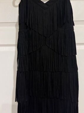 Idyllwind Black Fringe Tiered Midi Dress